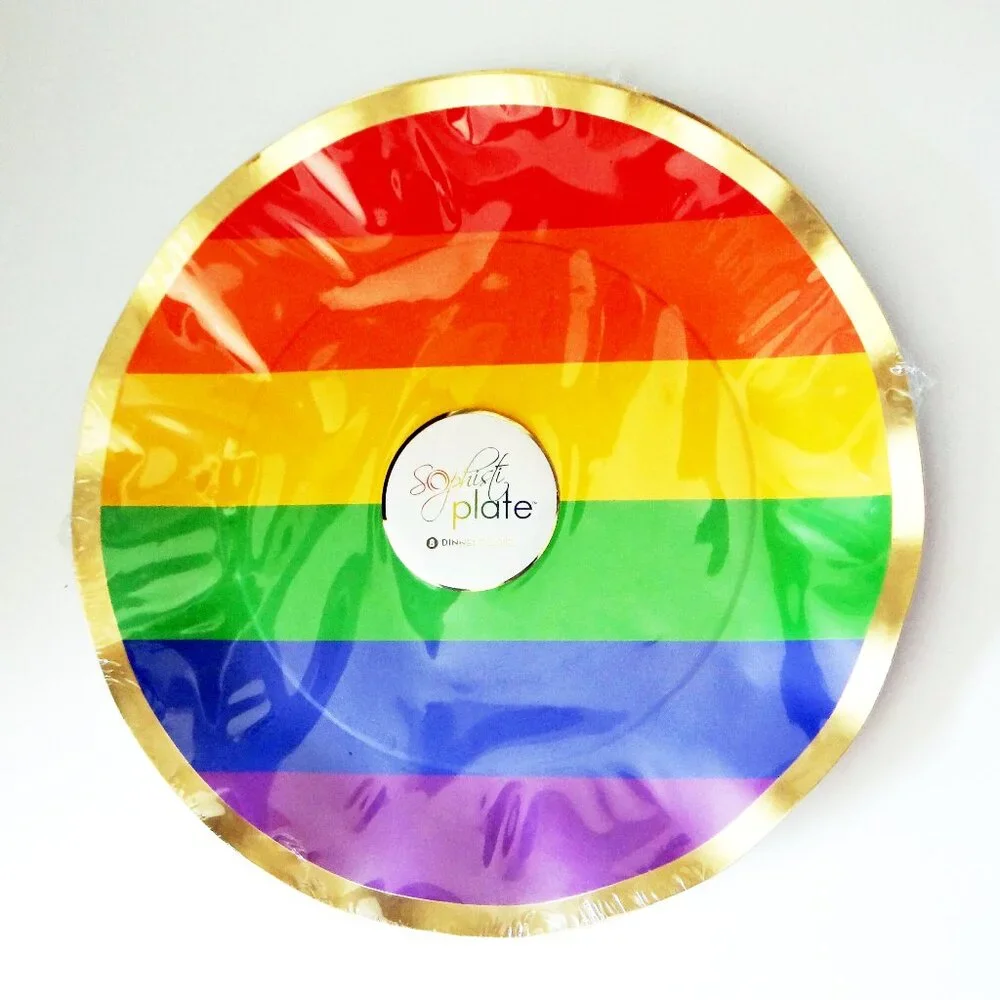 Love is Love Settings for 16 Dinner & Salad Plates, 40 Napkins Rainbow Pride NEW